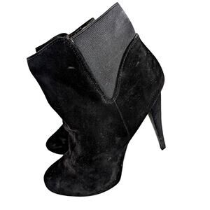 THALIA SODI! BLACK VEGAN SUEDE LEATHER PLATFORM, STILETTO ANKLE BOOTS! SZ 10M